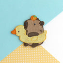 Capybara in Duck Floatie Embroidered Iron-On Patch-1