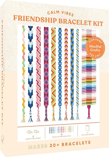 Mindful Crafts: Calm Vibes Friendship Bracelet Kit - Calm Vibes friendship bracelet kit with colorful handmade bracelet designs, perfect unique Canadian DIY gift.