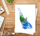 Kasatka - Orca Killer Whale Coastal Watercolor Art Card-3