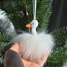 Hairy Swan Ornament