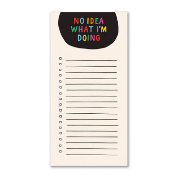 No Idea Notepad - No Idea Notepad handmade Canadian gift with colorful playful text and lined checklist.