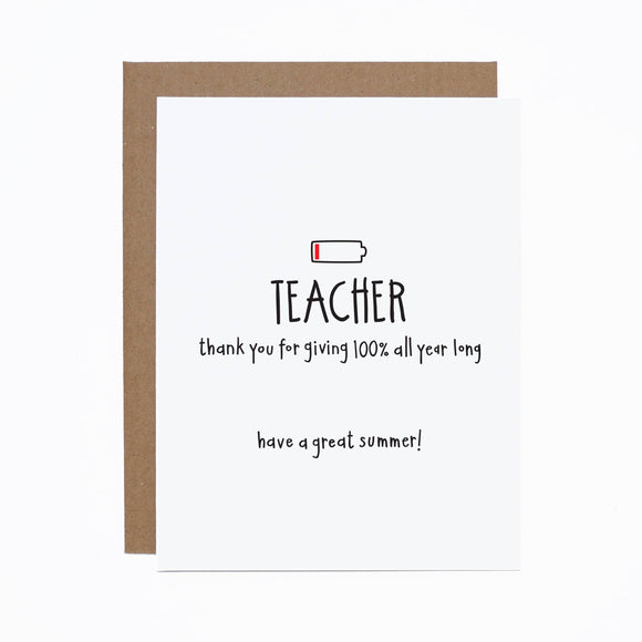 Teacher Battery Card