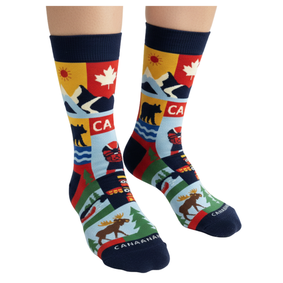 Men's Canada Colorful Outdoor Lifestyle Graphic Crew Socks