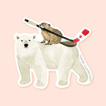 Polar Bear and Beaver Canadian Animal Sticker