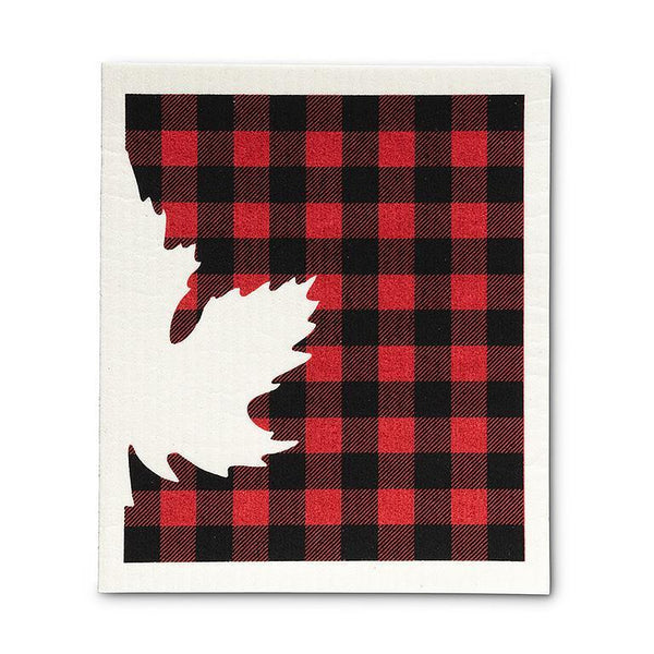 Buffalo Check Maple Leaf Dishcloths. Set of 2