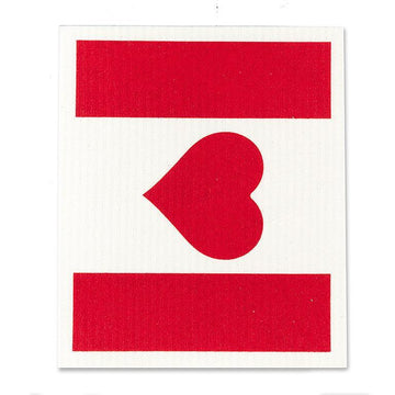 Canada Flag & Heart Dishcloths - Set of 2 - Handmade Canadian dishcloth with red heart and flag-inspired design, unique gift idea.