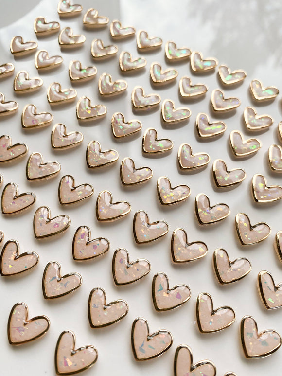 Gold Trim Heart Studs - Polymer Clay Earrings