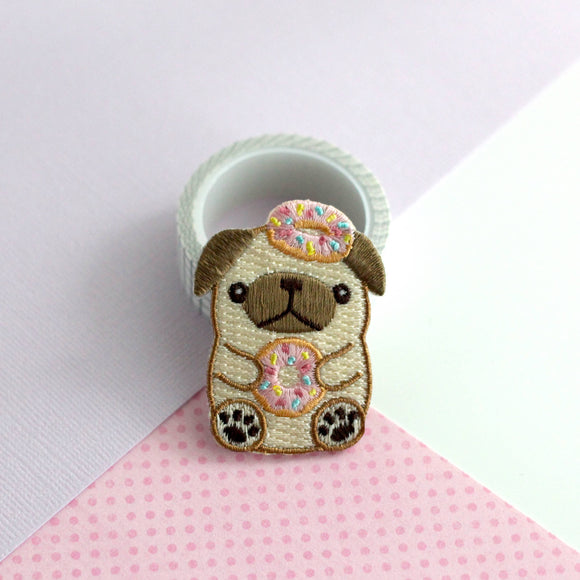 Donut Pug Embroidered Patch
