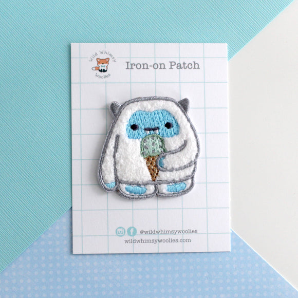Yeti eating Ice Cream Chenille Iron On Patch