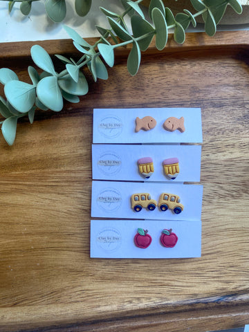 School Teacher Earrings - Polymer Clay Studs