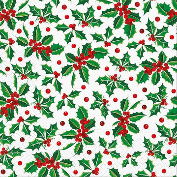 Lunch Holly Christmas Napkins- 20 Pcs