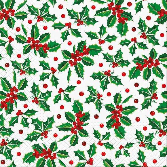 Lunch Holly Christmas Napkins- 20 Pcs