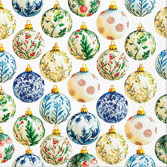 Lunch Baubles Grid Christmas Napkins- 20 Pcs