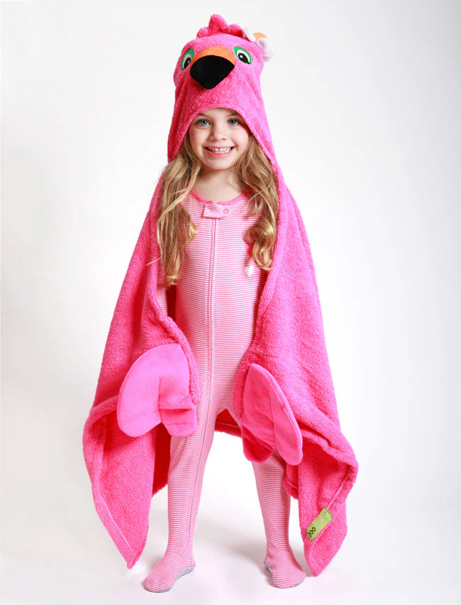 Terry Hooded Bath Towel - Franny Flamingo