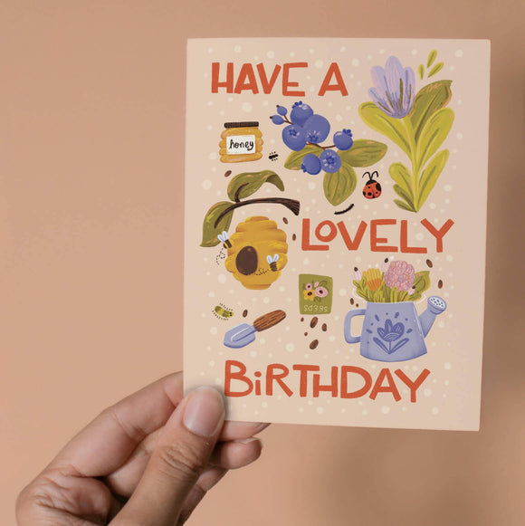 Lovely Birthday Garden - Illustrated Birthday Card
