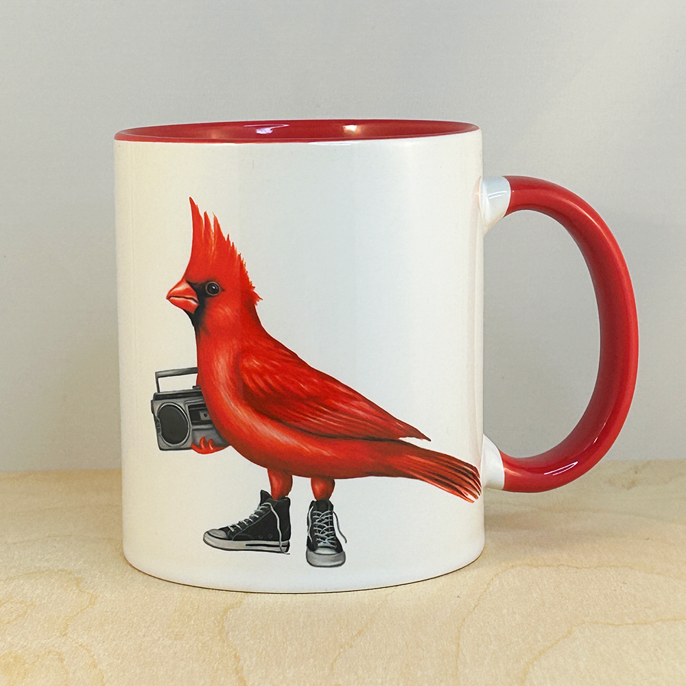 Cardinal with a Boombox Mug