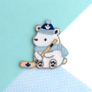 Polar Bear Playing Hockey Embroidered Patch - Maple Leaf Hat-1