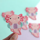 Axolotl in Floatie Embroidered Iron-On Patch-3