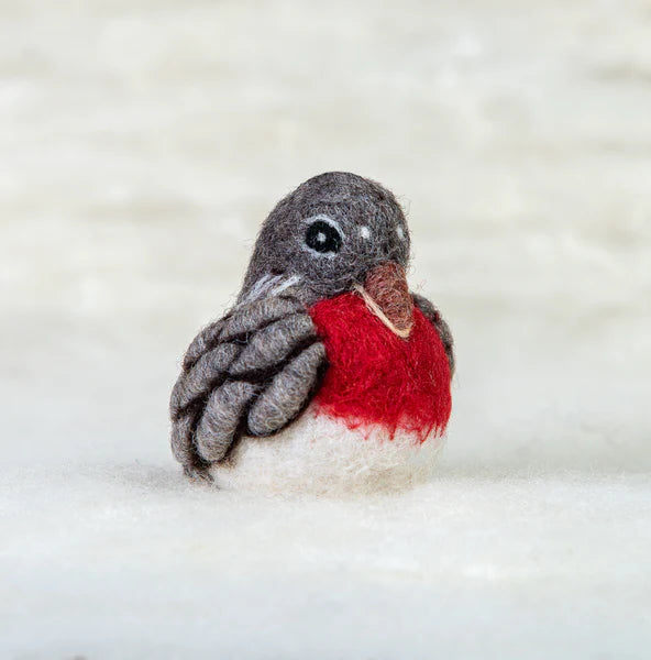 Needle Felted Robin Bird Ornament - 0