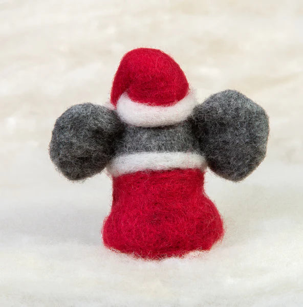 Needle Felted Elephant in Santa Suit Ornament