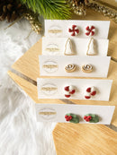 Single Christmas Studs - Winter Clay Earrings-1
