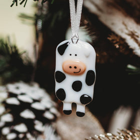 Black and White Cow Christmas Ornament