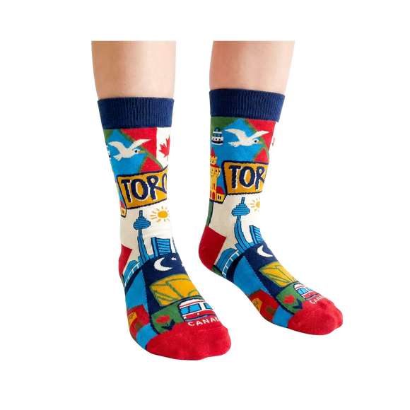Toronto Scenic Urban Culture Crew Socks with City Icons