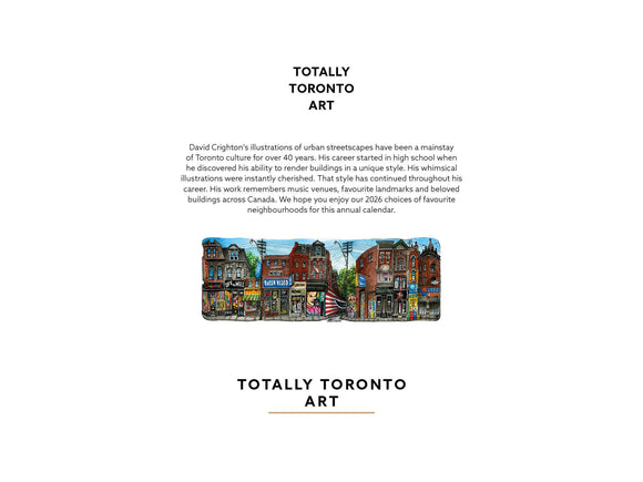 2026 Toronto Neighbourhood Calendar - 12" X 9"