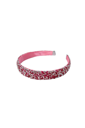 Boutique Gummy Glitter Headband - Pink headband with dense glitter in shades of red and silver for a sparkling finish.