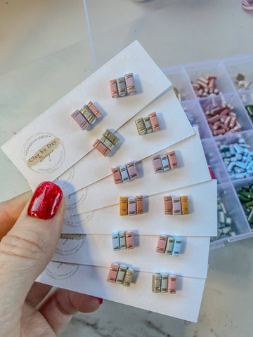 Book Library Stud Earrings  