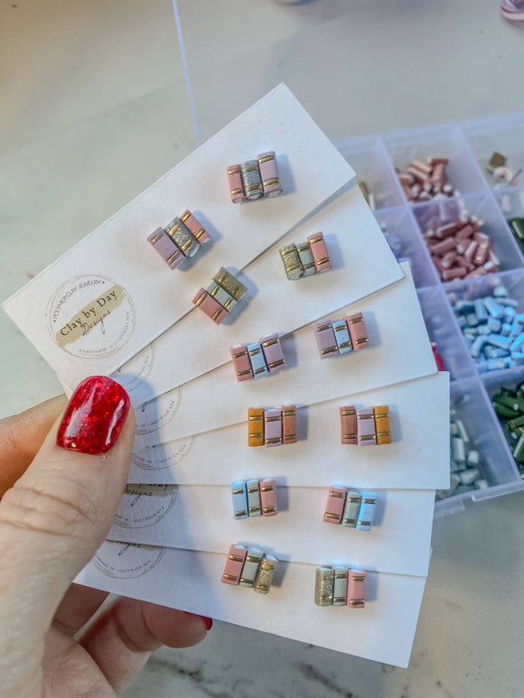 Book Library Stud Earrings  