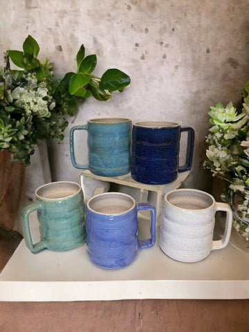 Handmade Stoneware Wavy Coffee Mug