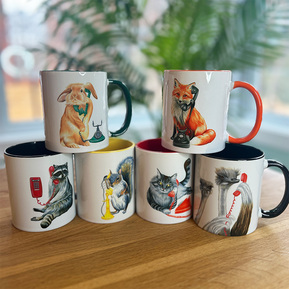 Fox on the Phone Mug