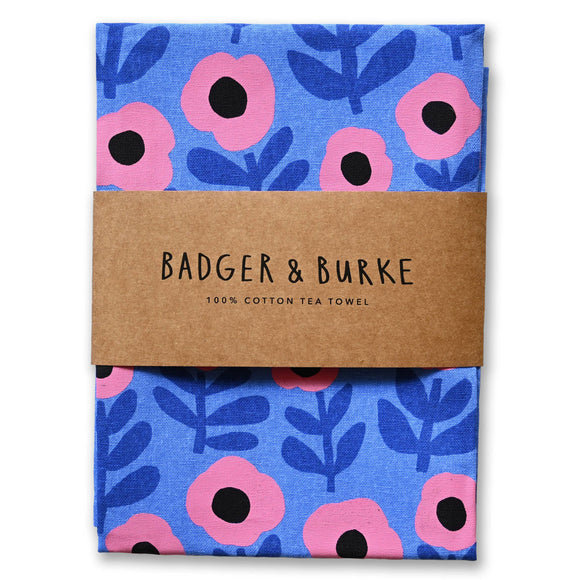 Pink Poppy Tea Towel