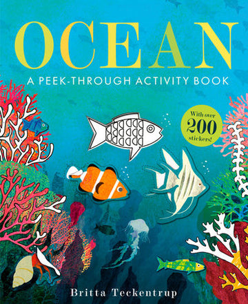 Ocean: A Peek-Through Activity Book - Ocean peek-through activity book cover with colorful fish and coral, unique handmade Canadian gift.