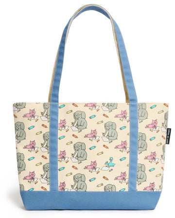 Elephant & Piggie Large Zippered Market Tote Bag