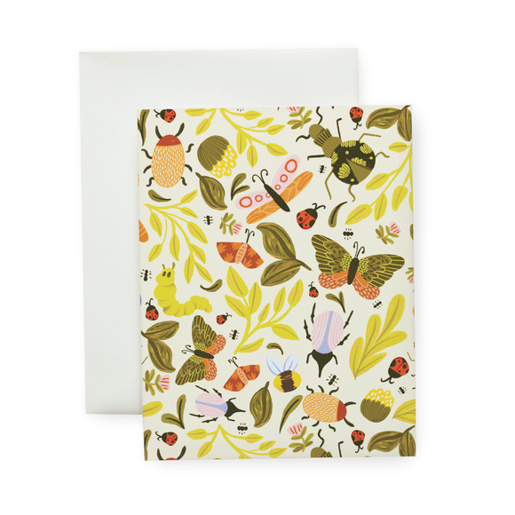 Garden Critters Patterned Florals Blank Note Card
