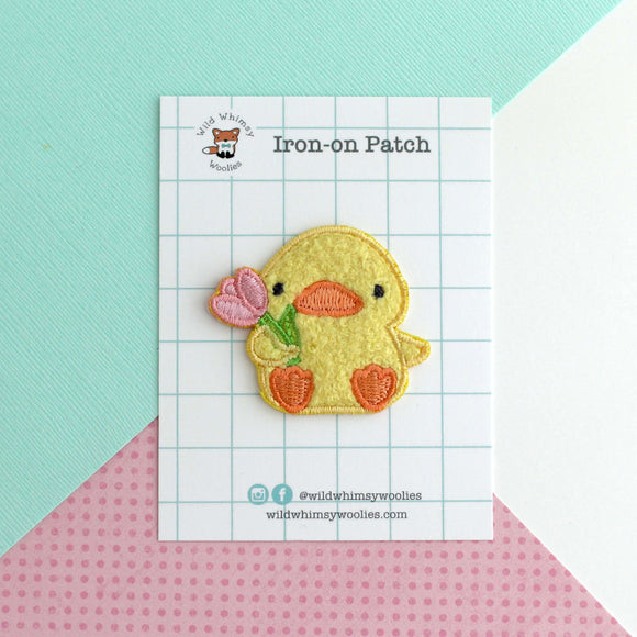 Ducky with Tulip Chenille Embroidered Iron-On Patch