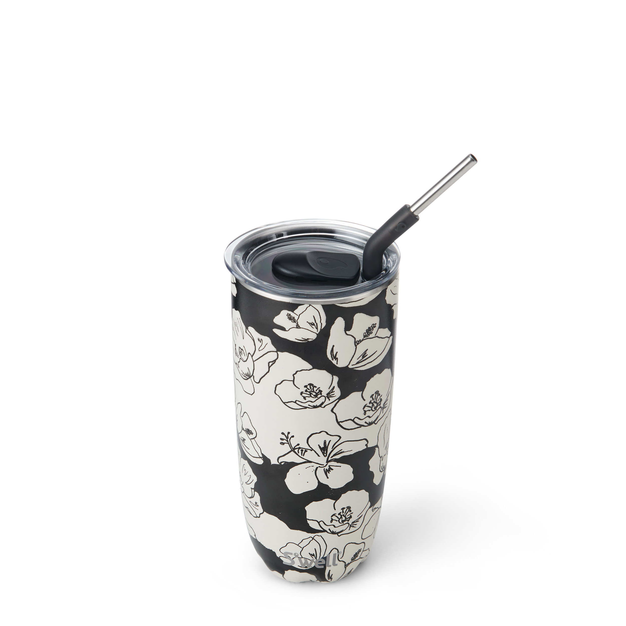 24oz Charcoal Bloom Tumbler with Straw - 0