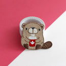 Beaver with Red Coffee Cup Embroidered Patch-5