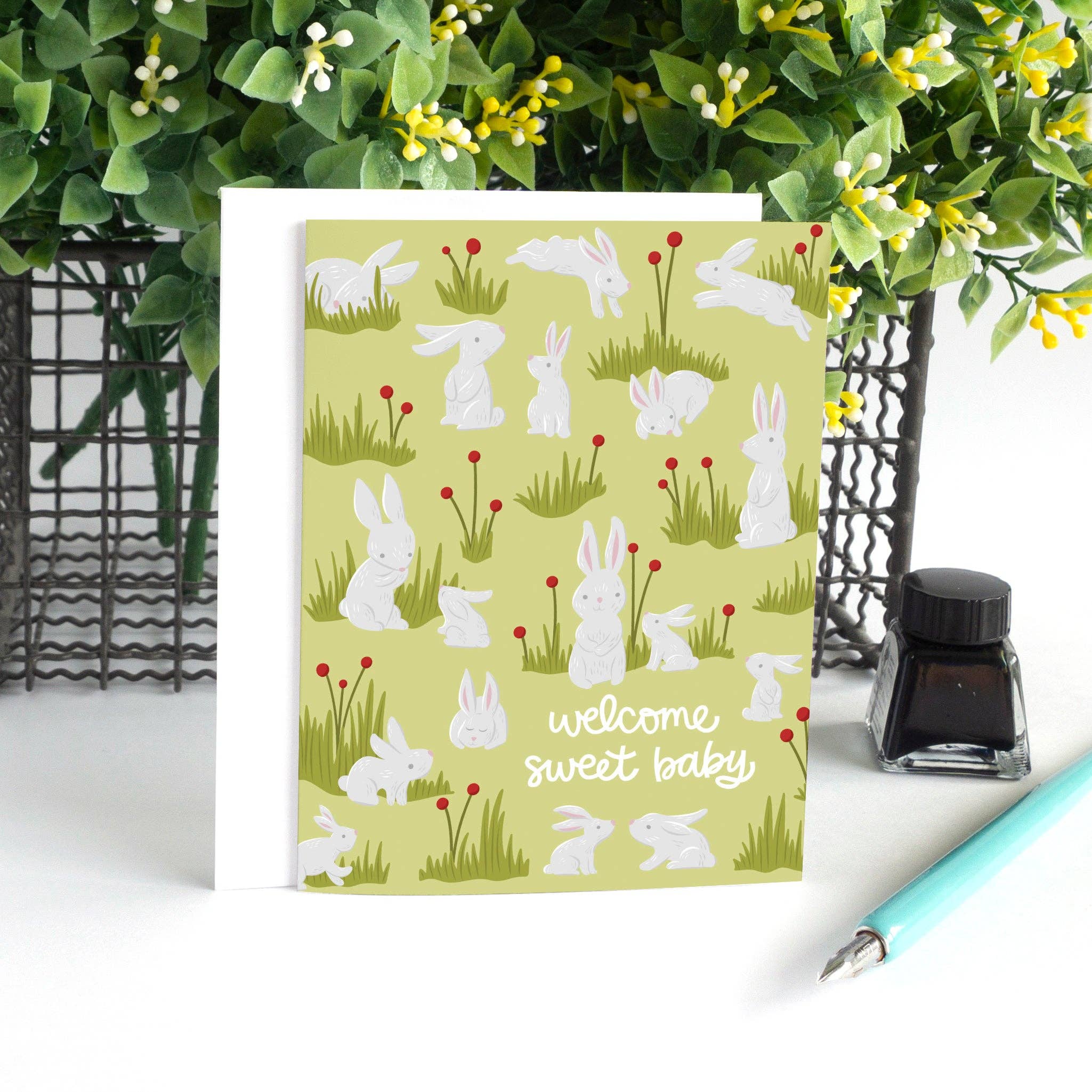 Bunny Rabbit New Baby Card | Caribou Gifts Inc.