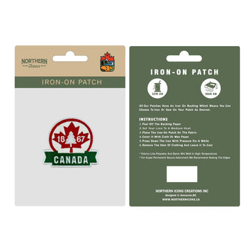 Canada iron-on embroidery patch with green banner - 0