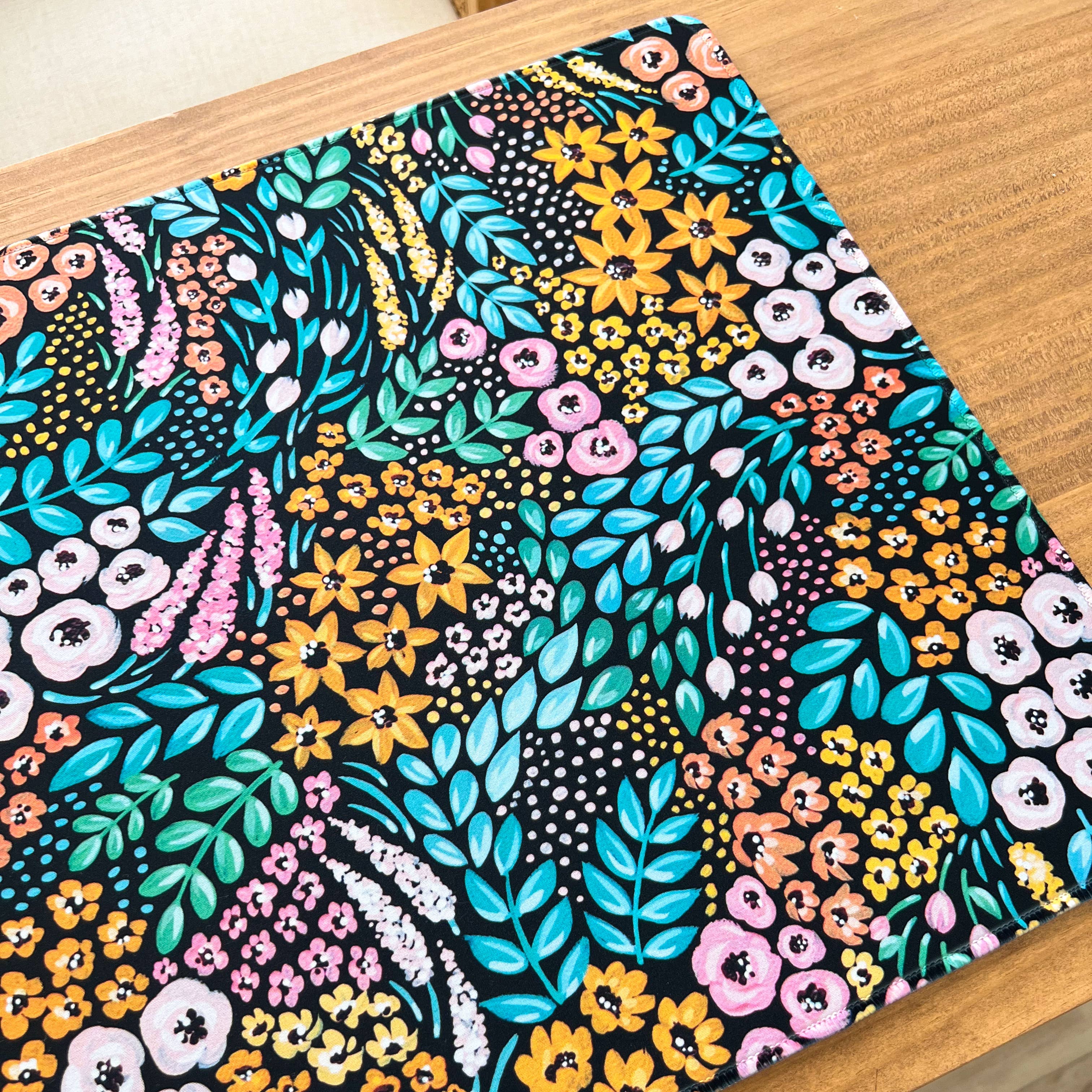 Black Floral Desk Pad