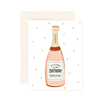 Birthday Champagne Illustrated Card