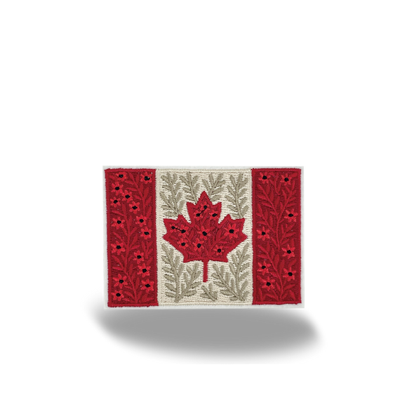 Canadian Maple Leaf Floral Flag Design Embroidered Iron-On Patch