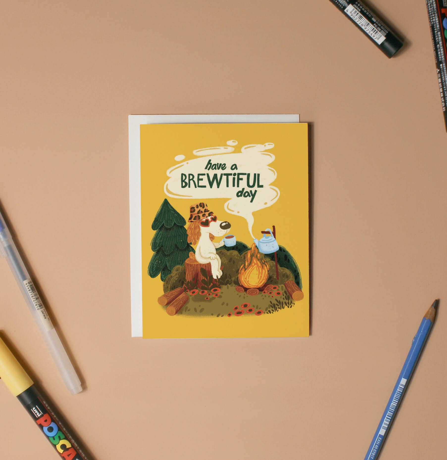 Camping Dog Brewtiful Day - Illustrated Everyday Card