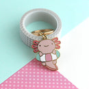 Axolotl in Floatie Enamel Keychain-4