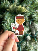 Charlie and Tree  - Vintage Christmas Peanuts Vinyl Sticker-2