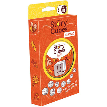 Rory's Story Cubes - Rory's Story Cubes classic edition box with orange and yellow design, unique handmade Canadian gift game for ages 6+.
