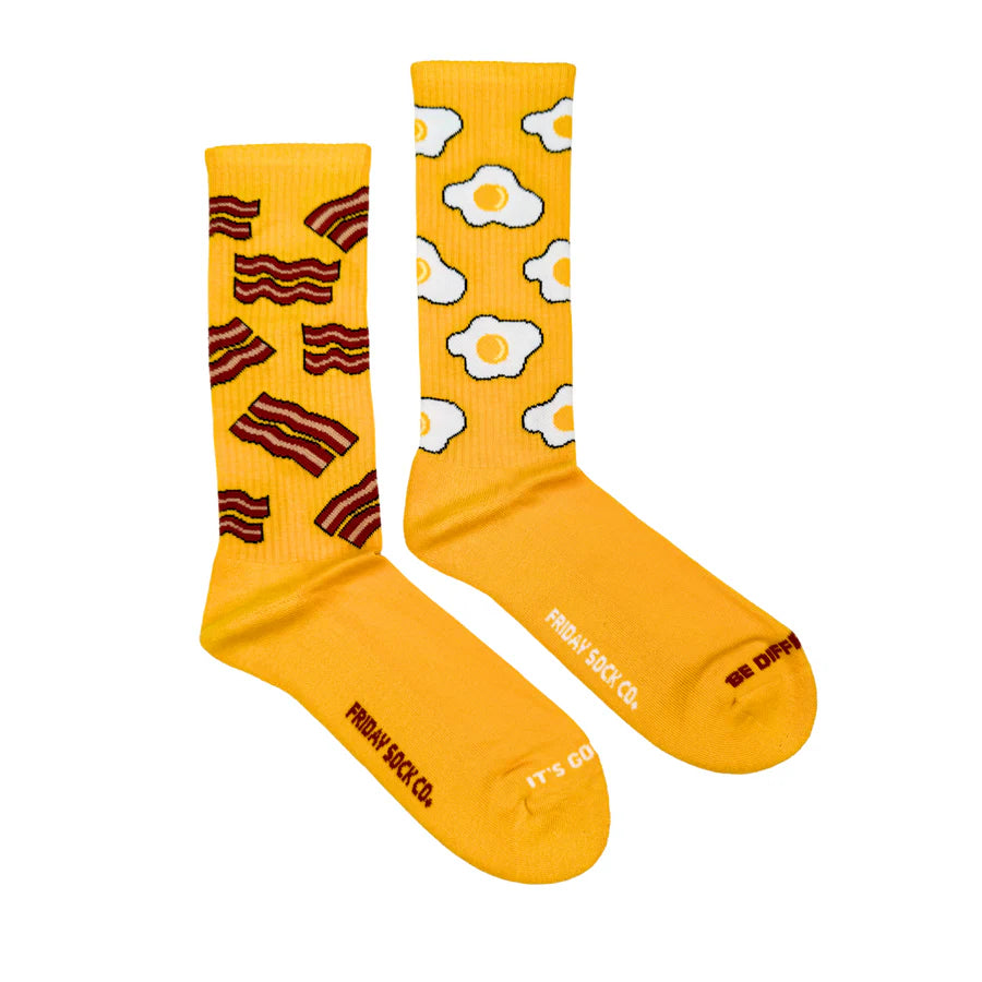Men's Bacon & Eggs Yellow Athletic Socks